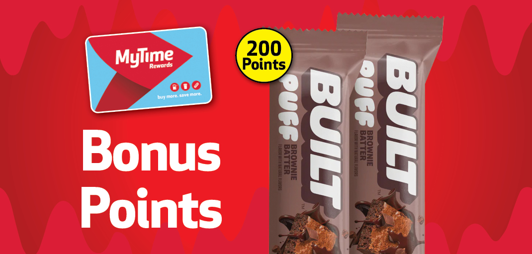 Built brand protein bars earn 200 bonus point with MyTime Rewards