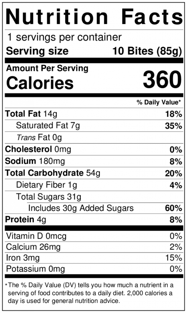Chocolate Chip Cookie Dough Nutrition Facts