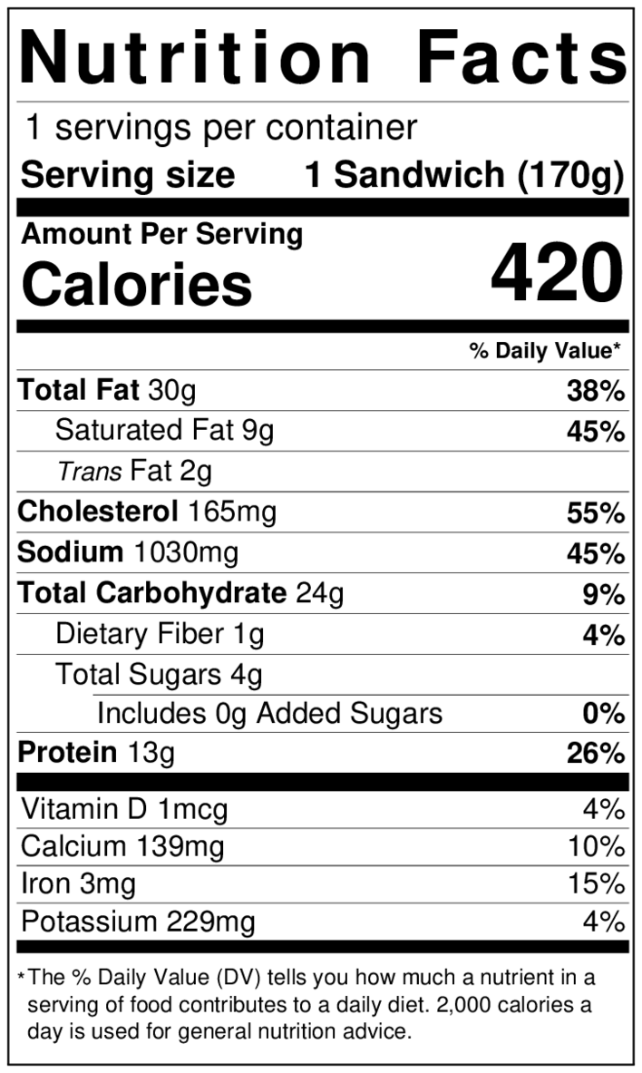 Sausage, Egg & Cheese Biscuit Nutrition Facts