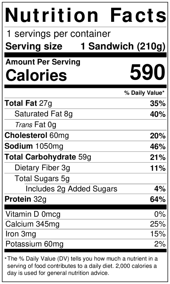 Spicy Chicken Sandwich Nutrition Facts