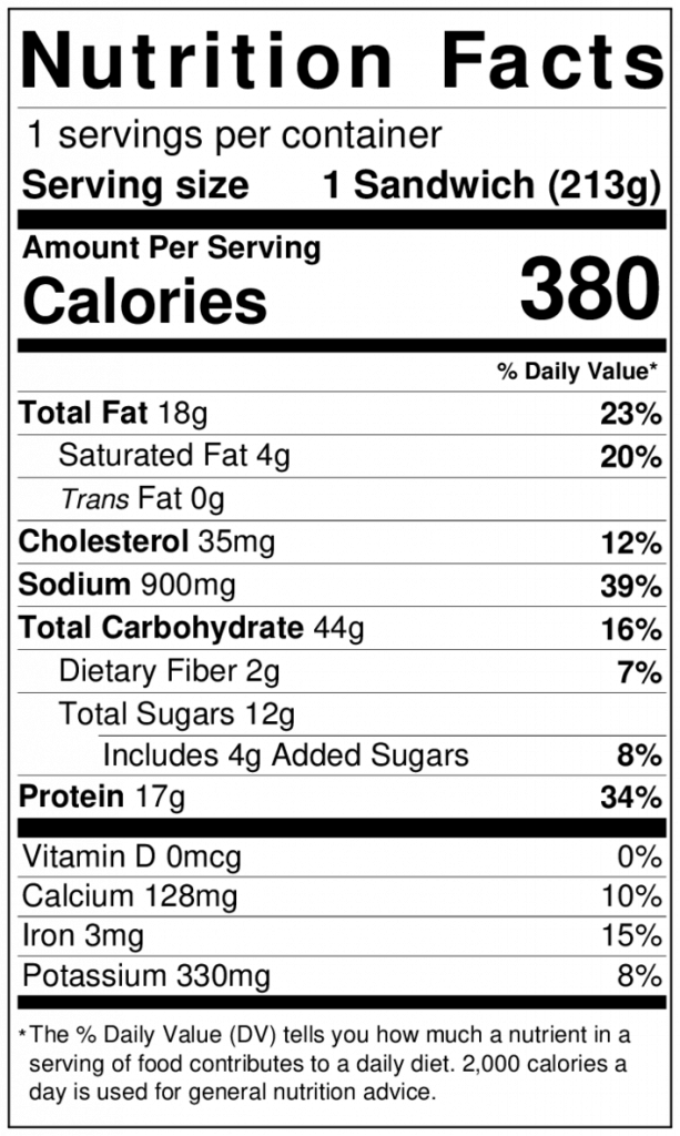 Tuna on Wheat Nutrition Facts