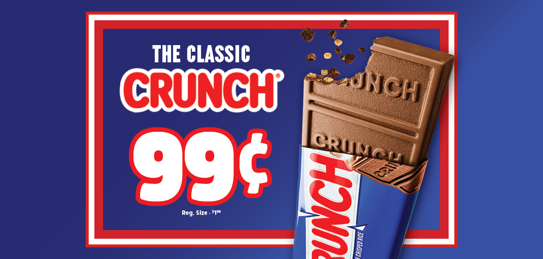 Crunch bar 99 cents.