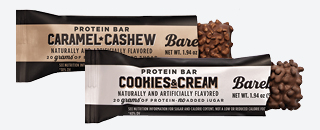 Barebells protein bars. Caramel Cashew. Cookies & Cream.