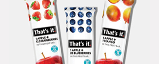 That's It fruit bars. Apple Strawberry. Apple Blueberry. Apple Mango.