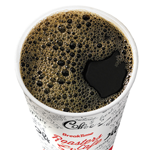 Fresh, black coffee in a cup.