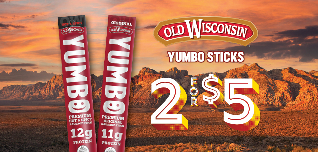 Old Wisconsin Yumbo meat sticks 2 for $5.