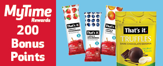 That's it strawberry, blueberry, and mango and truffle dark chocolate banana 200 bonus points