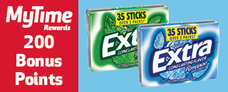 MyTime Rewards 200 bonus points Extra 35 sticks spearmint and peppermint