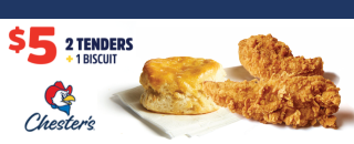 2 chicken tenders and 1 biscuit