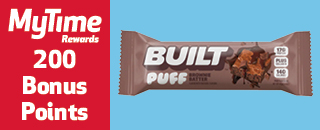 BUILT protein bar
Get 200 bonus points
MyTime Rewards